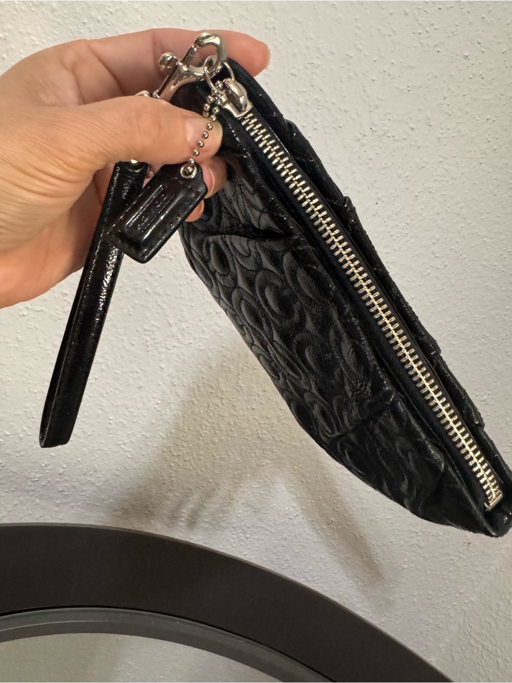 Coach Black Quilted Signature Leather Wristlet - Picture 10 of 12